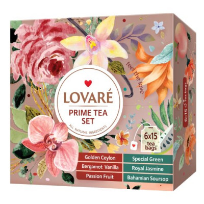 Чай асорті «PRIME TEA SET» 90 пакетиків в індивідуальних конвертах, LOVARE - lv.79914