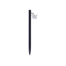Ручка металева чорна із сяючим брелоком 