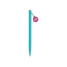 Ручка металлическая голубая с брелоком 
