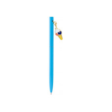 Ручка металева блакитна з брелоком 