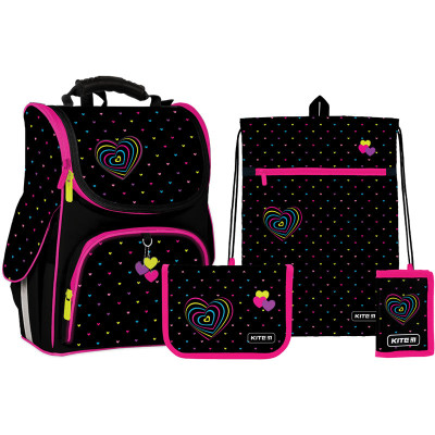 Набір рюкзак+пенал+сумка для об.+кош.Kite 501S Hearts - SET_K22-501S-4 (LED)