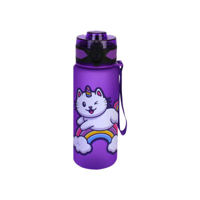 Пляшка для води Rainbow Cat, 500 мл, фіолетова - CF61310 COOLFORSCHOOL