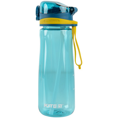 Бутылочка для воды с трубочкой, 600 мл, зеленая - K22-419-03 Kite