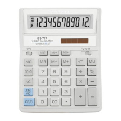 Калькулятор Brilliant BS-777WH, 12 розрядів, білий BS-777WH