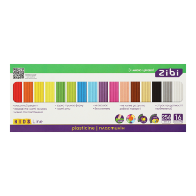 Пластилін 16 кольорів, 256г, KIDS Line