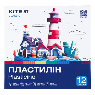 Пластилін Kite Classic K-1086, 12 кольорів, 240 г