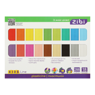 Пластилін 18 кольорів, 288г, KIDS Line