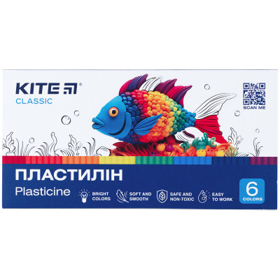 Пластилін Kite Classic K-081, 6 кольорів, 120 г K-081