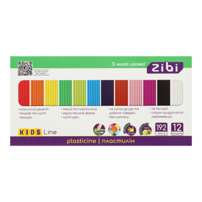 Пластилін 12 кольорів, 192г, KIDS Line