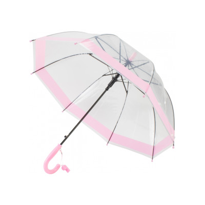 Зонт-трость детский трость полуавтомат Economix LITTLE GIRL, прозрачный розовый - E98430 Economix