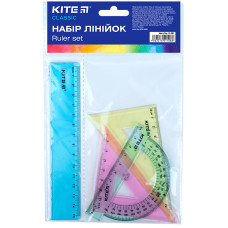 Набор: линейка 15 см, 2 угол., трансп.( ас.цветов) Kite Clas