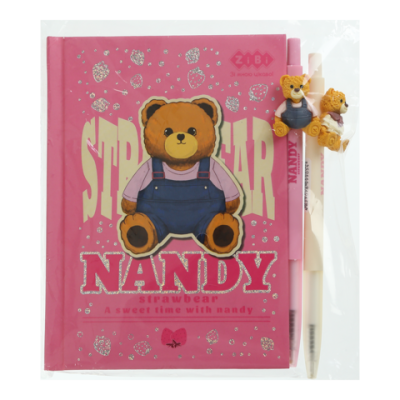 Набір 1 - BEAR TOY блокнот А6, 64 л., клітинка + 2 кулькові ручки автоматичні, KIDS Line