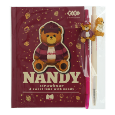 Набір 2 - BEAR TOY блокнот А6, 64 л., клітинка + 2 кулькові ручки автоматичні, KIDS Line