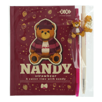 Набір 2 - BEAR TOY блокнот А6, 64 л., клітинка + 2 кулькові ручки автоматичні, KIDS Line