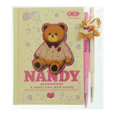 Набір 4 - BEAR TOY блокнот А6, 64 л., клітинка + 2 кулькові ручки автоматичні, KIDS Line