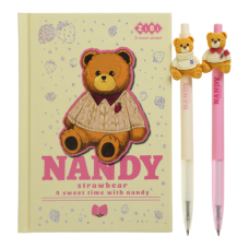 Набір 4 - BEAR TOY блокнот А6, 64 л., клітинка + 2 кулькові ручки автоматичні, KIDS Line