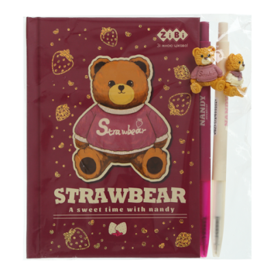 Набір 3 - BEAR TOY блокнот А6, 64 л., клітинка + 2 кулькові ручки автоматичні, KIDS Line