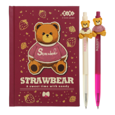 Набір 3 - BEAR TOY блокнот А6, 64 л., клітинка + 2 кулькові ручки автоматичні, KIDS Line