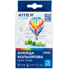 Мел цветной Jumbo, 3 цв. Kite Classic