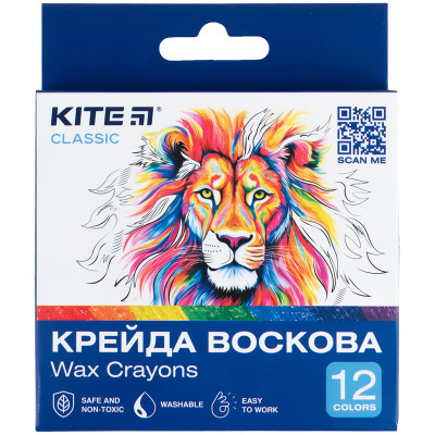 Мел восковой, 12 цветов Kite Classic K-070