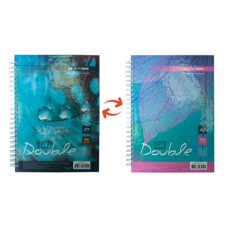 Книга для нотаток DOUBLE А6, 96 арк., пружина, кл., тв. лам. палітурка, бірюзовий