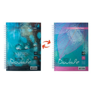 Книга записная DOUBLE, А6, 96 л., клетка, твердая ламинированная обложка, бирюзовая/голубая BM.24671101-06