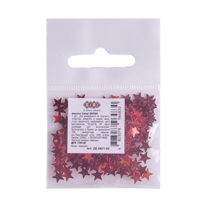 Блискітки  (Гліттер) ЗіРОЧКИ  Червоні 1г. у кульку - ZB.6801-05 ZiBi