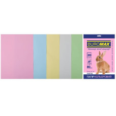 Набір кольорового паперу А4, 80гм2, PASTEL, 5цв., 20л.