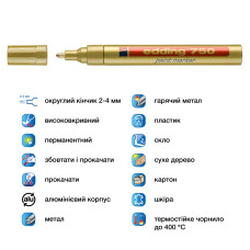 Маркер Paint e-750 2-4 мм круглый золотой