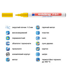 Маркер Paint e-751 1-2 мм круглый желтый