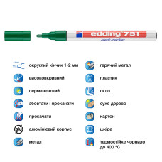 Маркер Paint e-751 1-2 мм круглый зеленый