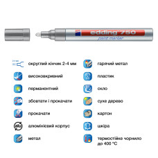 Маркер Paint e-750 2-4 мм круглый серебряный