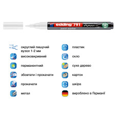 Маркер Paint e-791 1-2 мм круглый белый