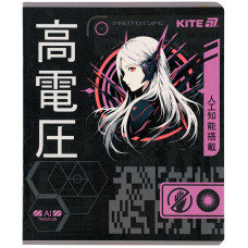 Тетрадь 24 л., лин., гибр. лак + УФ лак, Kite Anime