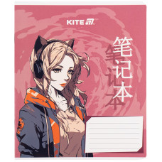 Тетрадь 18 л., кл., гибр. лак + УФ лак, Kite Anime