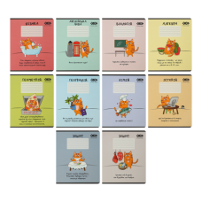 Set of student school notebooks, 10 pieces, 8 subjects, CUTE CAT, 36 sheets, KIDS LINE