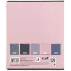 Тетрадь 18 л., кл., софт тач + УФ лак, Kite One color