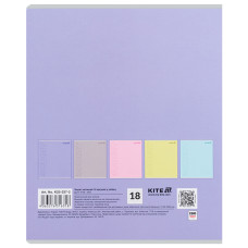 Тетрадь 18 л., лин., софт-тач + УФ лак, Kite One color