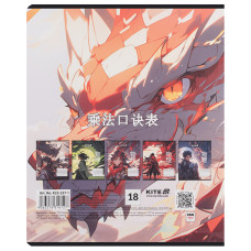 Тетрадь 18 л., лин., софт-тач + УФ лак, Kite Anime