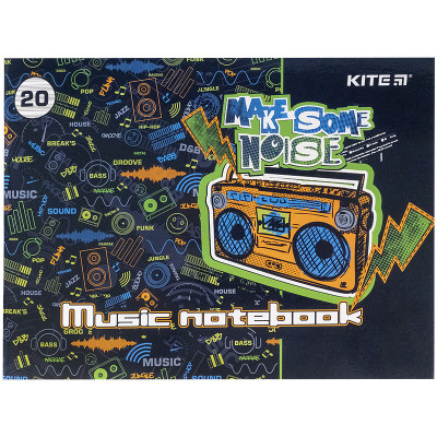 Тетрадь для нот А5, 20 л, Make some noise - K21-405 Kite