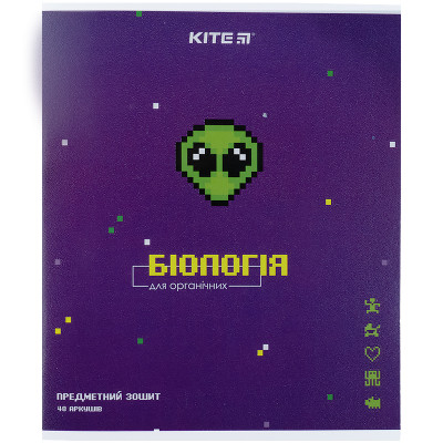 Зошит предметний. 48 л.,кл., гібр лак з УФ, Pixel, біологія - K21-240-09 Kite