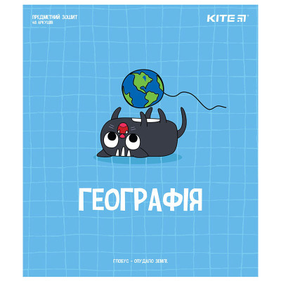 Тетрадь предметн. 48 л.,кл., софт тас и гибр л, Cat, географ - K23-240-21 Kite