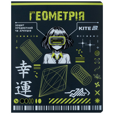 Предметная тетрадь 48 листов, клетка, софт тач+УФ, Cyber, ге