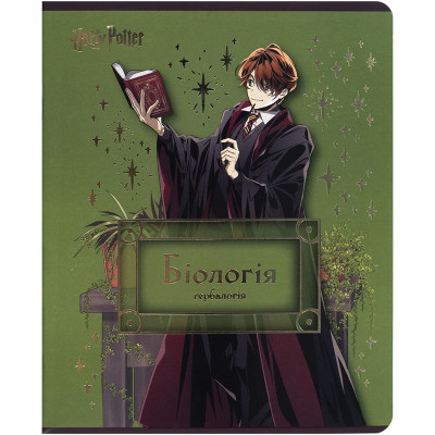 Предметний зошит 48 аркушів, клітинка, фольга+УФ, HP, біологія