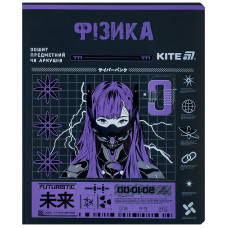 Предметная тетрадь 48 листов, клетка, софт тач+УФ, Cyber, фи