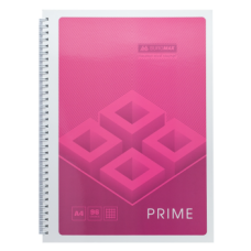 Зошит на пружині PRIME А4, 96л., клітка, в картонній обкладинці, рожевий