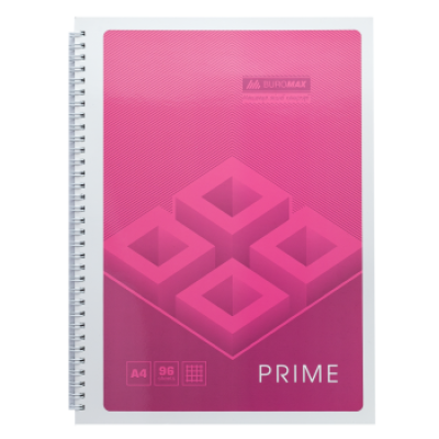 Зошит на пружині PRIME А4, 96л., клітка, в картонній обкладинці, рожевий - BM.24451101-10 Buromax