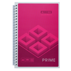 Зошит на пружині PRIME А5, 96л., клітка, в картонній обкладинці, рожевий