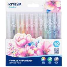 Ручки акрилові, набір 12шт Kite Creative