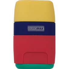 Ластик + Стругачка RAINBOW, RUBBER TOUCH, 2 відп., контейнер, пластик.корпус, 1 шт. у блістері